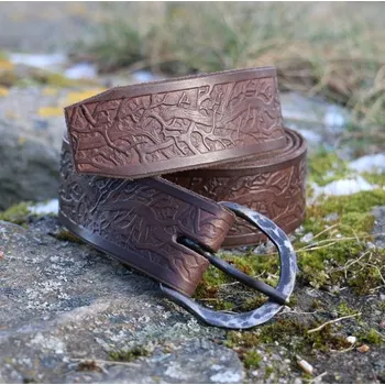 Opasek Drakkaria KOŘENY, kožený opasek hnědý