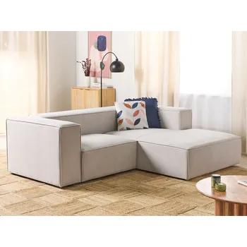 Pohovka 2místná rohová pohovka Levá strana Béžová látka s čalouněnými područkami Minimalistický styl Beliani