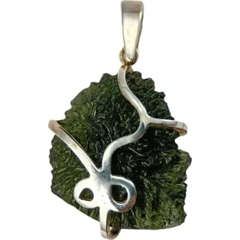 Přívěsek Drakkaria BOUBIN, stříbrný přívěsek s vltavínem, Ag 925