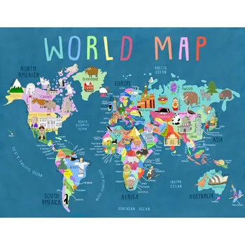 Plakát Plakát, Obraz - Our World Illustrated Map for Kids, Carla Daly