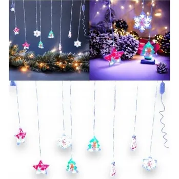 Vánoční dekorace Světelný závěs LED girlanda 95 LED Mix 4 zimních motivů studená bílá