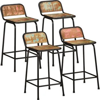 vidaXL Barové stoličky 4 ks 46x35,5x80 cm Masivní dřevo Rekultivované [4013533]