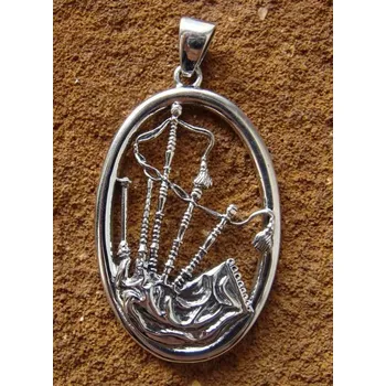 Přívěsek Peter Stone Skotské dudy, stříbrný přívěsek, Ag 925