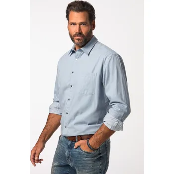 Pánská košile JP1880, Plus size Pruhovaná košile, dlouhé rukávy, Kent límeček, Modern střih, do 8XL pro plnoštíhlé nadměrná velikost, 828744901-1907, modrý, 8XL, Plus size oblečení, Oblečení pro vysoké muže, Nadměrné velikosti, Oblečení pro plnoštíhlé.