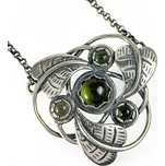 Drakkaria TRISKEL, stříbrný náhrdelník s vltavínem, Ag 925