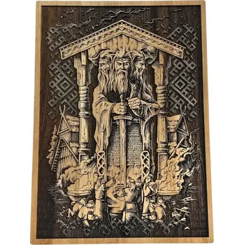 Obraz Kadlus Svantovít, slovanský Bůh války, nástěnná dekorace, dřevo 30x40cm
