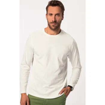 Pánské tričko JP1880, Plus size Tričko s dlouhými rukávy, OEKO-TEX, dvojitý výstřih pro plnoštíhlé nadměrná velikost, 820181200-1456, bílý, 7XL, Plus size oblečení, Oblečení pro vysoké muže, Nadměrné velikosti, Oblečení pro plnoštíhlé.