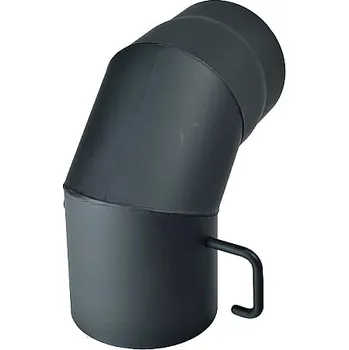Kouřovod Kovo Kraus koleno kouřovodu s klapkou 150/45° plech 1,5 mm