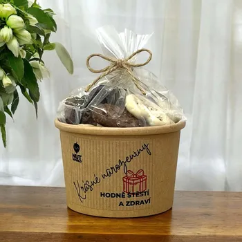 Nutworld.cz Preclíky tří barev v celofánku a Eko kelímku 100g K NAROZENINÁM