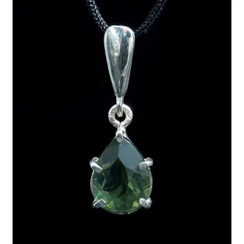 Přívěsek Drakkaria SINOPE, stříbrný přívěsek s vltavínem, Ag 925