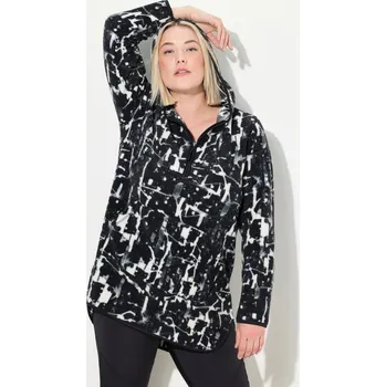 Dámský svetr Ulla Popken, Plus size Dlouhý svetr, teddy flís, kapuce, dlouhé rukávy pro plnoštíhlé nadměrná velikost, 833173100-1129, černý, 46/48, Nadměrné velikosti, Plus size oblečení, Oblečení pro boubelky, Oblečení pro baculky, Oblečení pro plnoštíhlé, Oblečení p