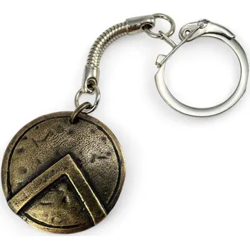 Náhrdelník Drakkaria Sparta, spartský štít klíčenka, zinek staromosaz