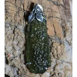 Drakkaria LISTNÁČ, stříbrný přívěsek s vltavínem, Ag 925