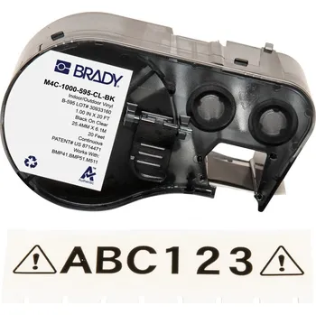 Pásek do tiskárny Brady M4C-1000-595-CL-BK / 170838, 25.40 mm x 6.10 m, Vinyl, černý tisk / průhledný podklad