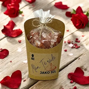 Dárková taška Nutworld.cz Celofánek a kelímek se solí - MÁM TĚ RÁDA JAKO SŮL 300g