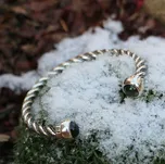 Drakkaria - splétárna ALESIA, stříbrný náramek s vltavínem, Ag 925