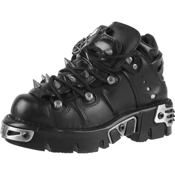 Pánská zimní obuv boty kožené dámské - Prick Shoes (110-S1) Black - NEW ROCK - M.110-S1 - 36