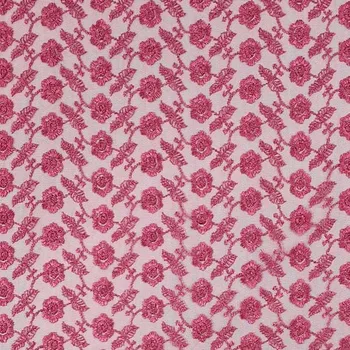 Vyšívaný tyl 4404 starorůžový s květy, š.110
