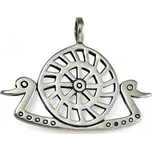 Drakkaria LABUTÍ LOĎ SE SLUNCEM, doba bronzová, stříbrný přívěsek, Ag 925