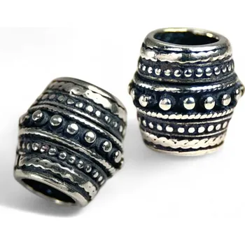 Přívěsek Drakkaria STŘÍBRNÝ KORÁLEK do vousů - soudek, Ag 925