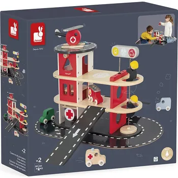 Dřevěná hračka Janod - Dřevěná požární stanice - Bolid