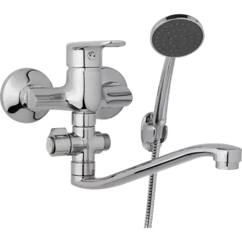 Vodovodní baterie JB Sanitary Nástěnná umyvadlová a sprchová baterie FINERY, rozteč 100 mm, otočný přepínač, s příslušenstvím, ramínko 250 mm F10 32 21