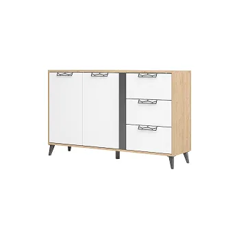 Komoda MOLLY 45 (MOET 45) - KOMODA 2D3S, lamino, ořech americký/bílá/grafitová MDF (2 balíky) (SZ) (K150)