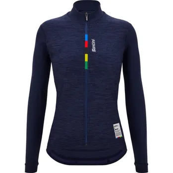 cyklistický dres SANTINI Cyklistický dres s dlouhým rukávem zimní - UCI OFFICIAL W - modrá XS