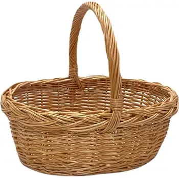 Proutěný koš vajíčkový Klasik střední (Proutěný koš vajíčkový Klasik střední – oválný koš na ovoce, houby i do interiéru)