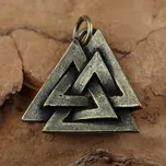 Drakkaria VALKNUT, vikinský přívěšek, staromosaz