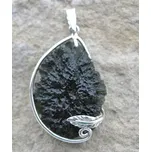 Drakkaria JURA, stříbrný přívěsek s vltavínem, Ag 925