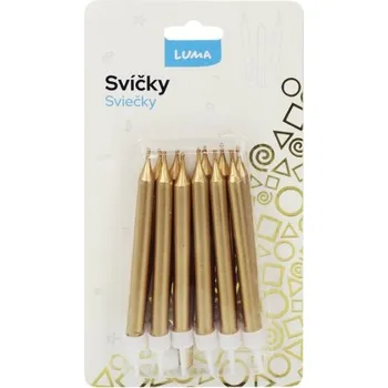 Svíčka Svíčka 12ks, METAL zlatá LUMA