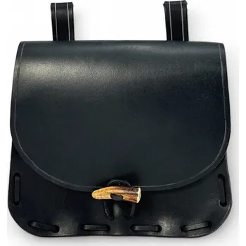 Kabelka Drakkaria KOŽENÁ HISTORICKÁ BRAŠNA NA OPASEK, paroh, černá