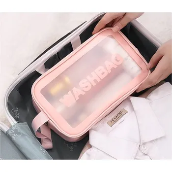 Kosmetická taška Cestovní kosmetická taška, průsvitná růžová střední