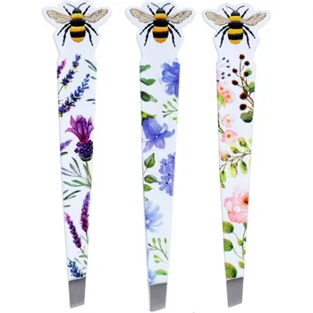 Kosmetická pinzeta Kovová pinzeta s květinovým motivem