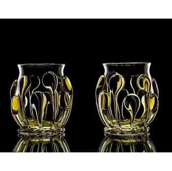 Sklenice Drakkaria ČESKÁ GOTIKA poháry, zelené lesní sklo, Sada 2