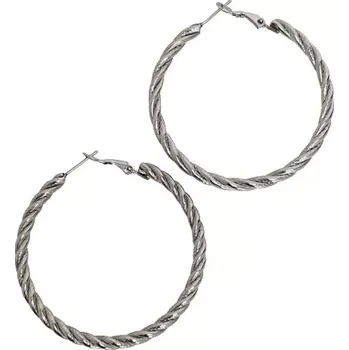 Náušnice Ocelové náušnice kruhy kroucené stříbrné - 5cm
