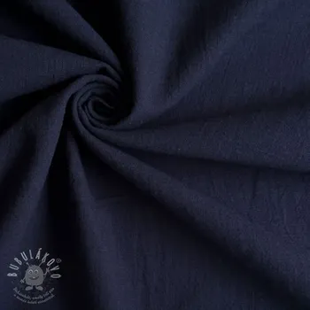 Bavlněná látka se lnem dark blue