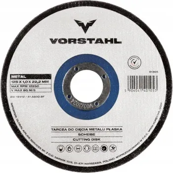 Řezný kotouč Řezný kotouč na kov plochý 115x1,0x22,2mm - VORSTAHL - sada 10 Ks.