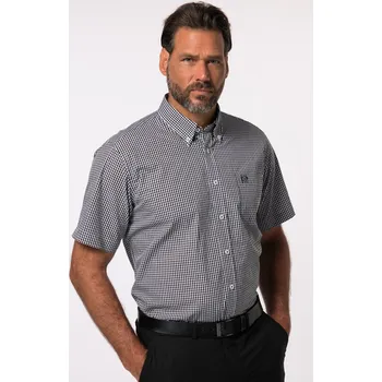 Pánská košile JP1880, Plus size Košile, krátké rukávy, vichy káro, do 8XL, Comfort střih pro plnoštíhlé nadměrná velikost, 722860130-1453, černý, 4XL, Plus size oblečení, Oblečení pro vysoké muže, Nadměrné velikosti, Oblečení pro plnoštíhlé.