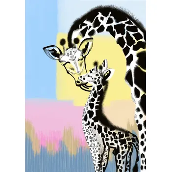 Plakát Plakát, Obraz - Mama giraffe and baby, Art by the Ocean