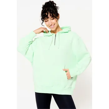 Dámská mikina DOMYOS Dámská fitness mikina s kapucí 520 Oversize XL ZELENÁ