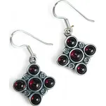 Drakkaria PRAGA, středověké stříbrné náušnice s granáty, Ag 925