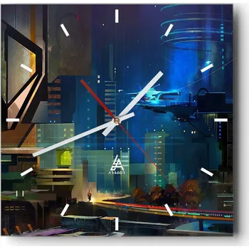 Hodiny Velké nástěnné hodiny 40x40 Abstrakce Skleněné tiché hodiny