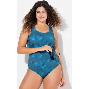 Dámské plavky Ulla Popken, Plus size Plavky, lístky, bez měkkých košíčků, recyklovaný materiál pro plnoštíhlé nadměrná velikost, 835803752-1133, tyrkysový, 62/64, Nadměrné velikosti, Plus size oblečení, Oblečení pro boubelky, Oblečení pro baculky, Oblečení pro plnoštíh