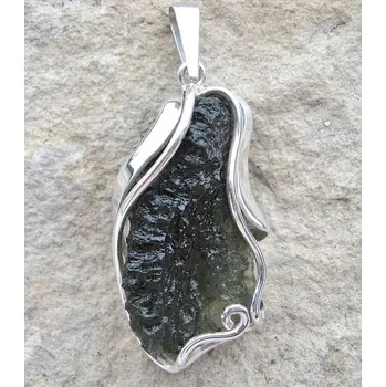 Přívěsek Drakkaria NEBULA, stříbrný přívěsek s vltavínem, Ag 925