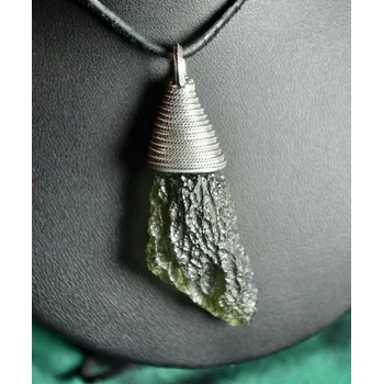 Přívěsek Drakkaria AURIGA, luxusní stříbrný přívěsek s vltavínem, Ag 925