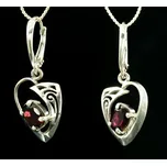 Drakkaria ROWAN, stříbrné náušnice s granátem, Ag 925