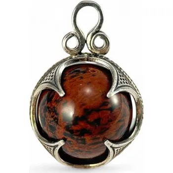 Přívěsek Drakkaria Jaspis - černá a červená, vikinský stříbrný přívěsek, Gotland, Ag 925