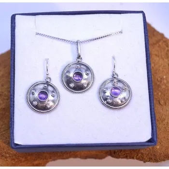 Souprava šperků Drakkaria ANTICA ROMA, sada stříbrných šperků s ametystem, Ag 925